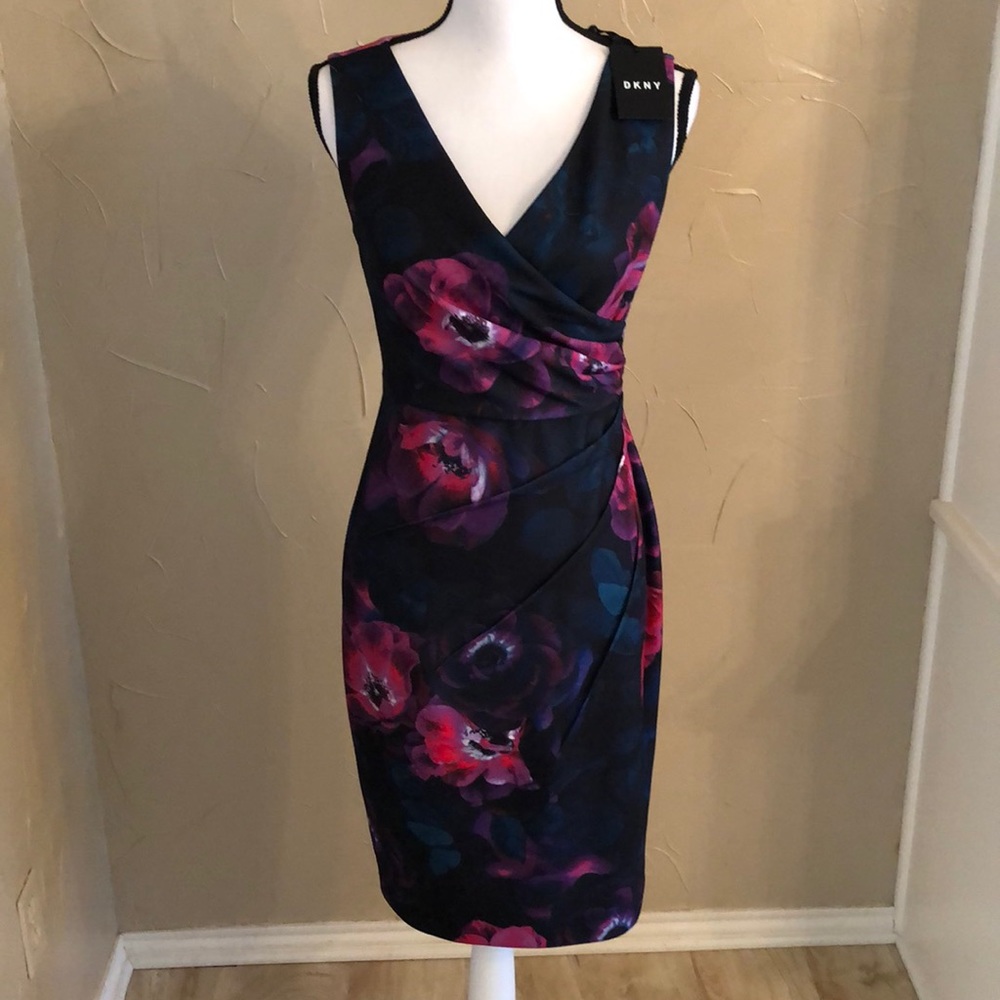 NWT sleeveless ruched bodycon dress from DKNY.  Size 4.